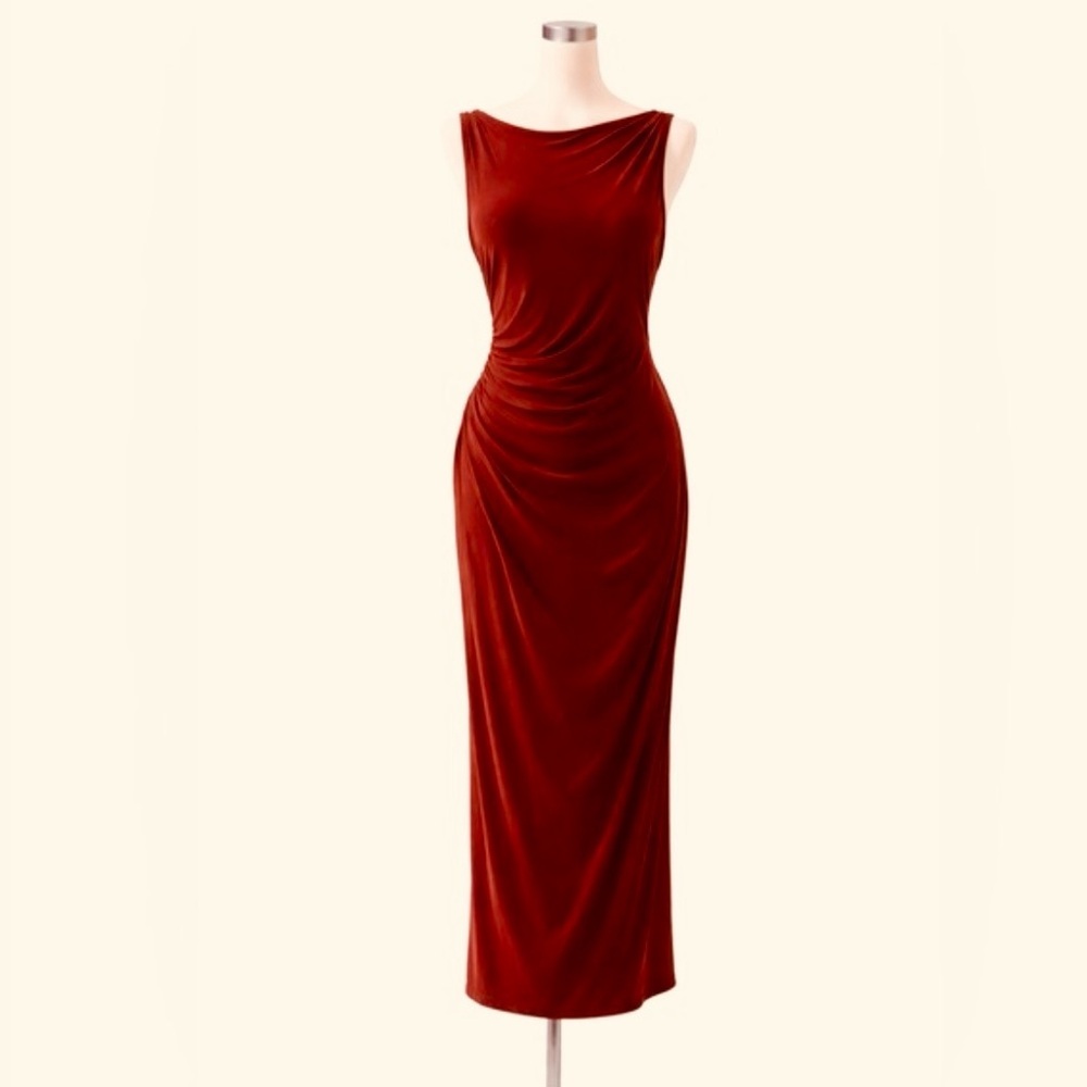 See You Monday Red Sleeveless Twist Shoulder Dress